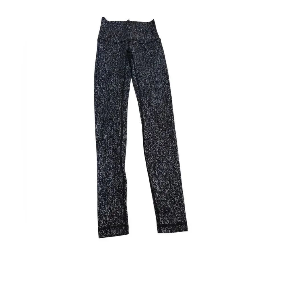 Lululemon Wunder Under Pant Womens Size 4 Black White Jacquard Knit Tight